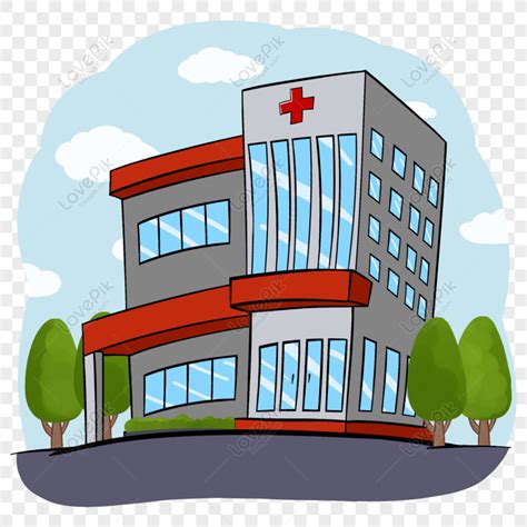 Free Medical Hospital Building Hand Drawn Can Be Commercial Cartoon E