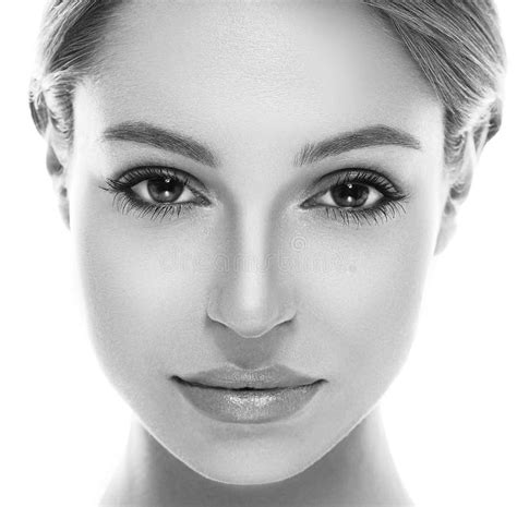 Beautiful Woman Face Close Up Studio On White Stock Photo Image Of