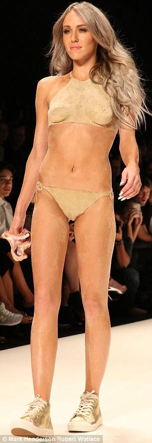 Imogen Anthony Sashays Down Runway In Daring Sand Bikini Daily Mail Online