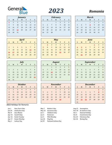 2023 Romania Calendar With Holidays