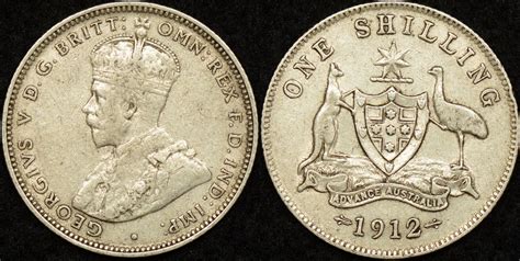 Australia 1912 Shilling About Very Fine The Purple Penny
