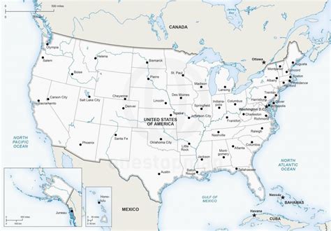 Printable Map Of The United States With Capitals And Major Cities