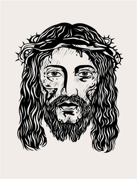 Jesus Christus Face Sketch Kunst Vectorontwerp Vector Illustratie