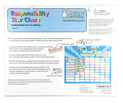 Roscoe Learning Responsibility Star Chart Customize For 1 3 Kids
