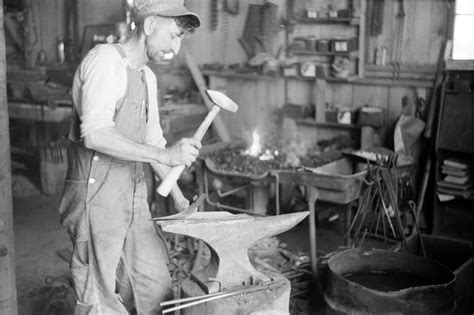 Blacksmith At Work Missouri 1940 The Blacksmith Is Working A Plow