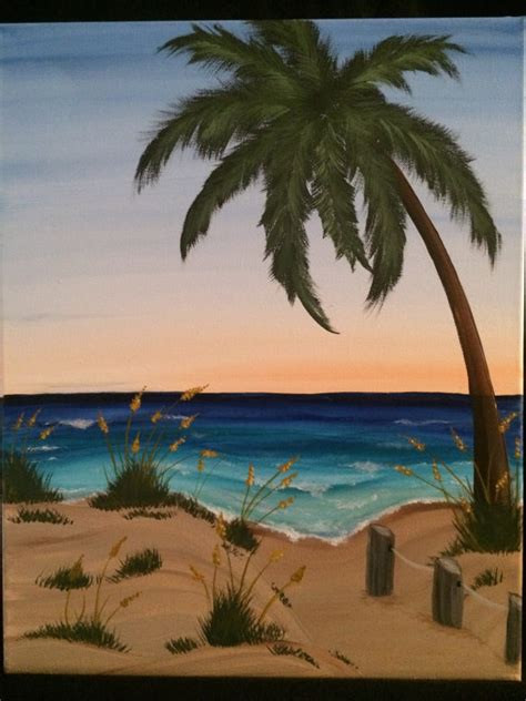 Palm Tree On The Beach 16x20 Acrylic On Canvas Palm Trees Painting