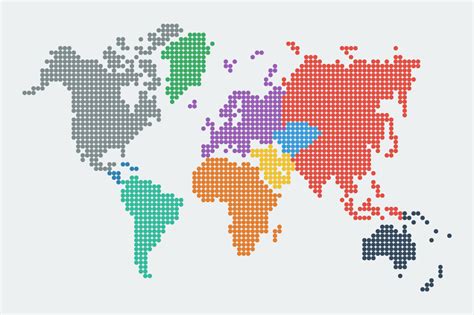 Dotted World Map With Continents ~ Illustrations On Creative Market