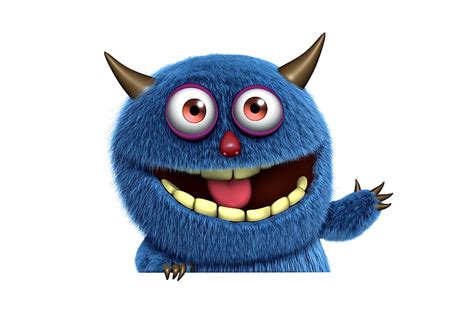 Hd Wallpaper Blue Monster Illustration Face Funny Cute Fluffy