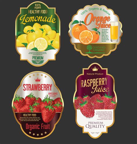 Golden Labels For Organic Fruit Product 323904 Vector Art At Vecteezy