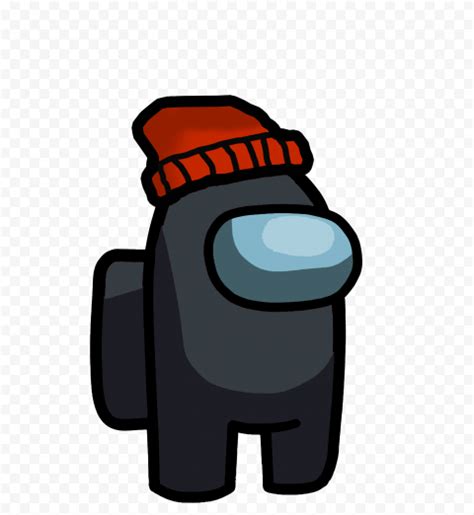 Black is one of the colors in among us that players can select and customize. HD Black Among Us Crewmate Character With Beanie Hat PNG ...