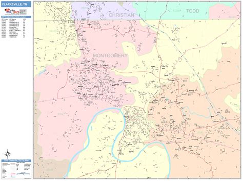 Clarksville Tennessee Wall Map Color Cast Style By Marketmaps Mapsales