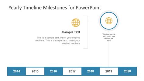 Yearly Timeline Milestones For Powerpoint Slide Slide