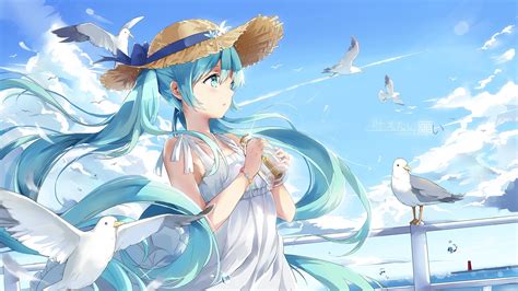 1189009 Trees Illustration Anime Water Sky Clouds Vocaloid