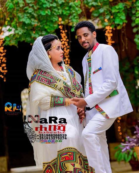 Eritrean And Ethiopian Couple Habesha Traditional Dress Men Coat Shoes And Trouser East Afro