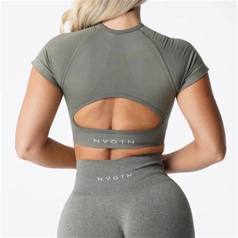 Alphalete Womens Khaki And Green Bra Depop