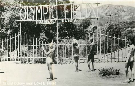 Vintage RPPC Olympic Fieldz Elysia Nudist Colony Near Lake Elsinore CA Nudes United States