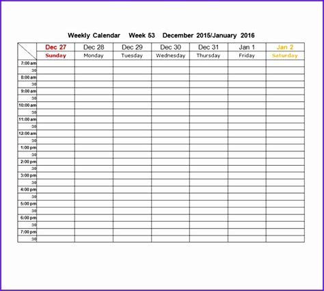 10 Excel Weekly Calendar Template Excel Templates Excel Templates