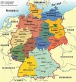 Carte de l'Allemagne avec les régions et les villes