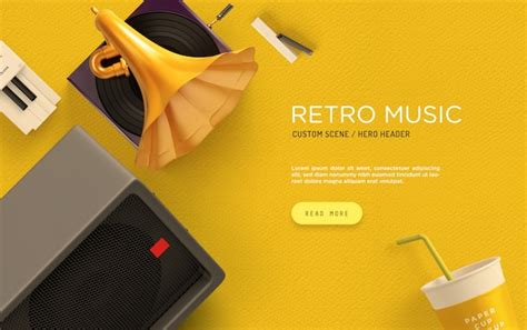 Premium Psd Retro Music Custom Scene