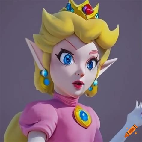cosplayer dressed as princess peach with perfect makeup on craiyon