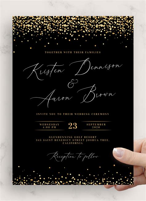 Gold And White Wedding Invitations Templates