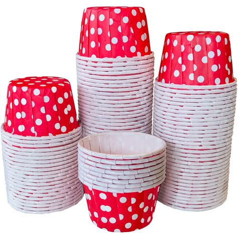 100 Red And White Paper Candy Nut Cups Mini Baking Liners