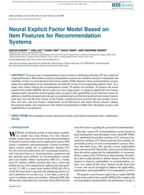 Pdf Neural Explicit Factor Model Based On Item Features For