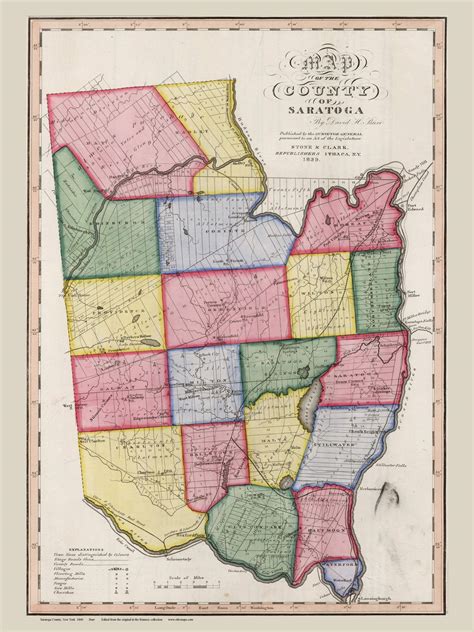 Saratoga County New York 1840 Burr State Atlas Old Maps