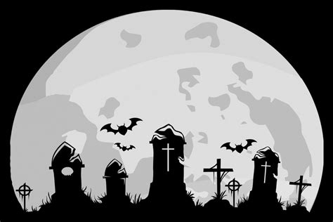 full moon graveyard halloween clipart graphic by sunandmoon · creative fabrica