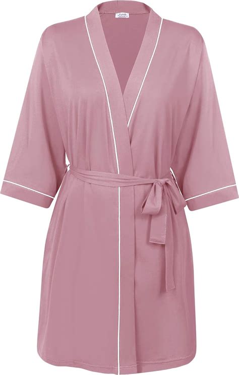 amorbella womens cotton robe short lightweight bathrobe with pockets dusty rose medium amazon
