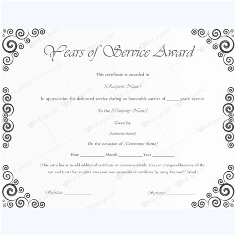 Certificate For Years Of Service Template 6 Templates Example Templates Example