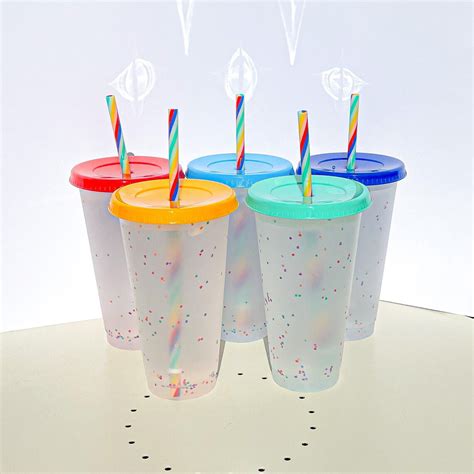Pack Oz Color Changing Confetti Cups With Rainbow Etsy