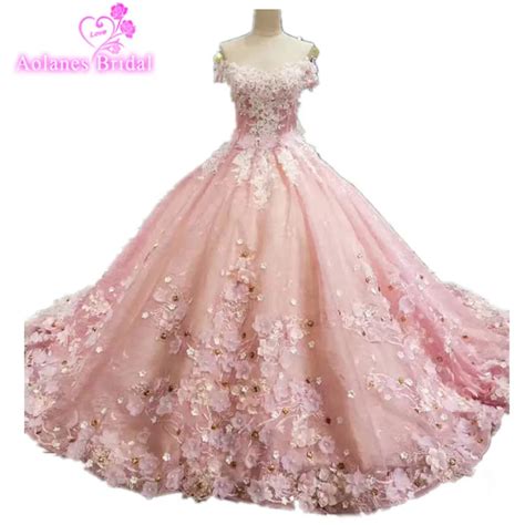 2017 Real Image Flowers Ball Gown Wedding Dresses Lace Applique Beaded