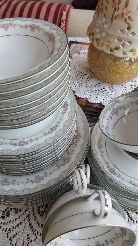 Set For 12 Noritake Glenwood 79 Piece Complete Dinnerware With Etsy