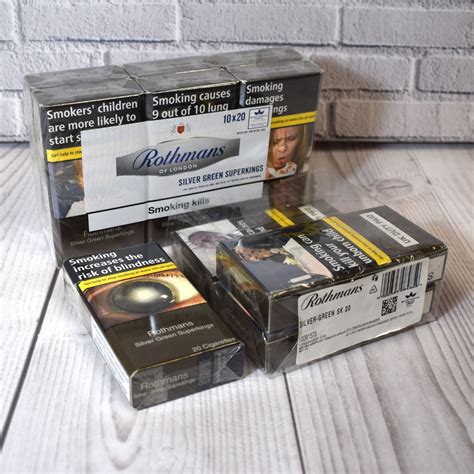 Rothmans Silver Green Superkings 10 Packs Of 20 Cigarettes 200