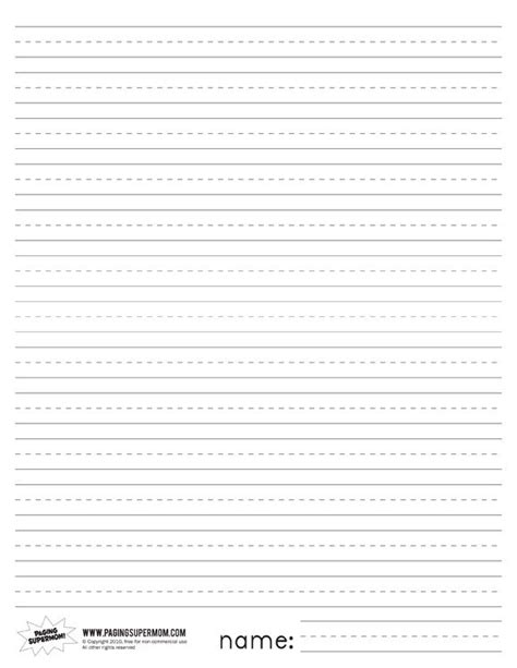 Printable Lined Paper For 2nd Grade