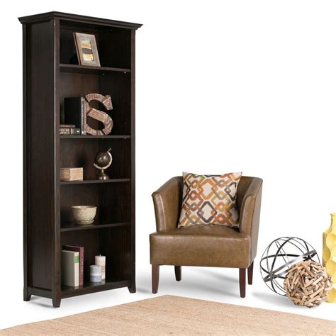 Simpli Home Amherst Dark Brown Open Bookcase Axcamh 007 The Home Depot