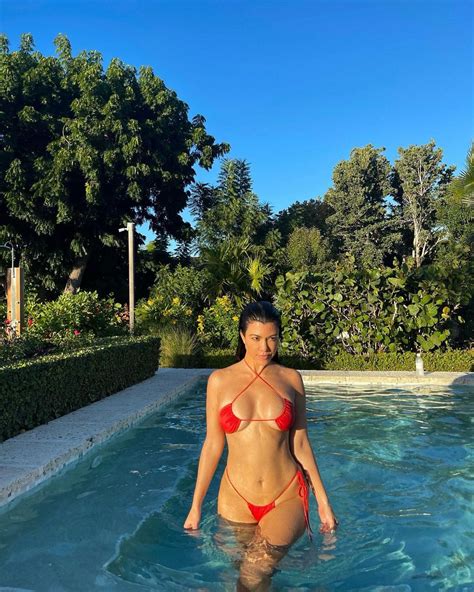 Kourtney Kardashian Sets Pulses Racing In Barely There Red Bikini As