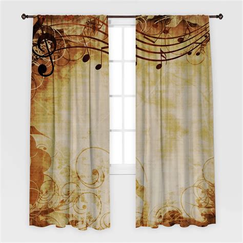 Music Notes Printed Curtain Drapes For Living Room Dining Etsy