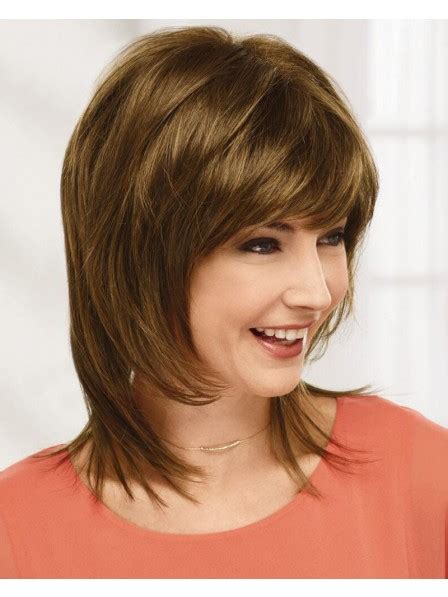 sexy shoulder length shag wigs with flicked ends and a bi level silhouette