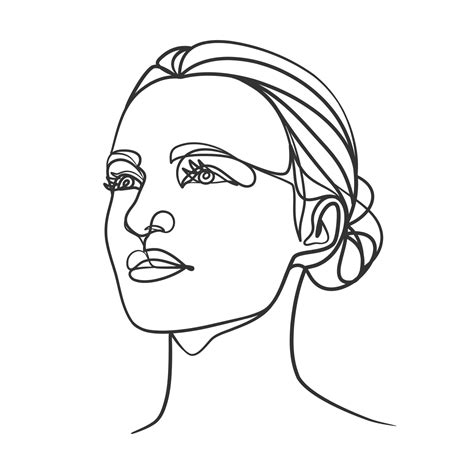 Continuous Line Drawing Of Woman Face One Line Woman Portrait