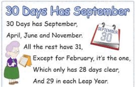 Thirty Days Hath September Rhyme Lyrics And Video 30 Days Has