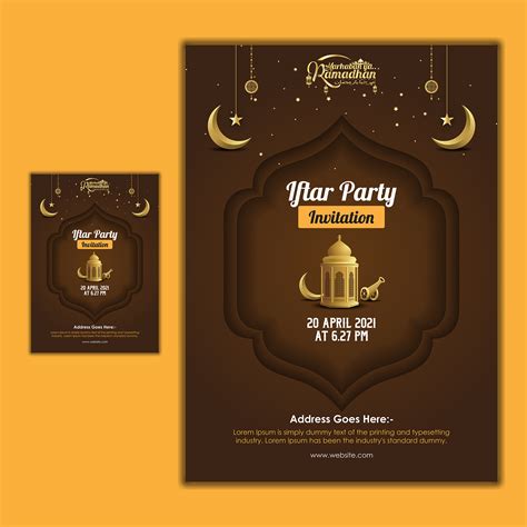 Ramadan Kareem Iftar Party Invitation Card Design Behance Behance