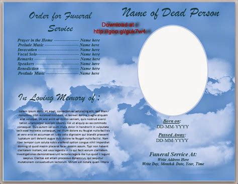 Free Funeral Program Template For Australia In Microsoft Word Funeral