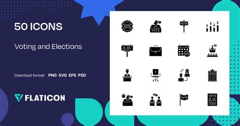 Voting And Elections Icon Pack Glyph 50 SVG Icons