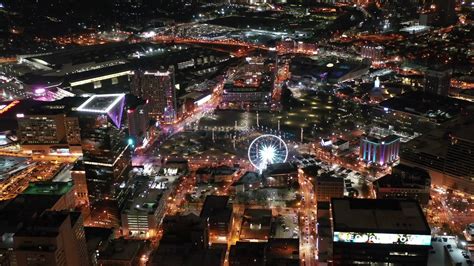 Aerial of Downtown Atlanta, Georgia at Night Stock Video Footage