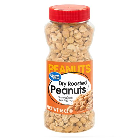 Great Value Dry Roasted And Salted With Sea Salt Peanuts 16 Oz Walmart