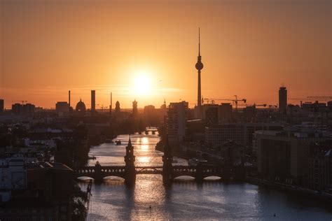 Berlin Skyline Sunset Foto And Bild Deutschland Europe Berlin
