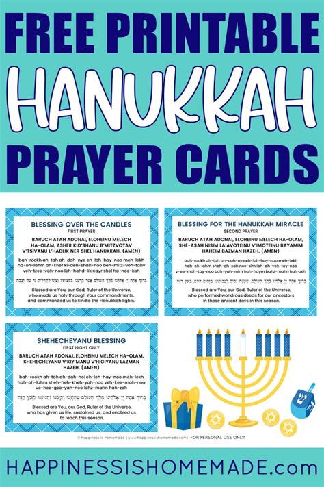 Hanukkah Blessings Printable Hanukkah Prayer Cards Happiness Is Homemade