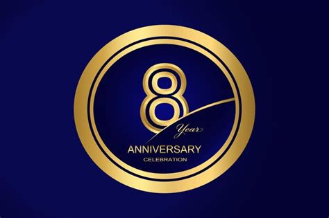 Premium Vector 8 Year Anniversary Logo Golden Color Vector Template